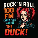 RockNRoll100fm The Duck Cyberpunk AI Radio logo