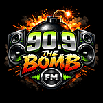 90.9THEBOMBFM logo