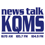 KQMS NewsTalk 1670 AM and 105.7 FM logo